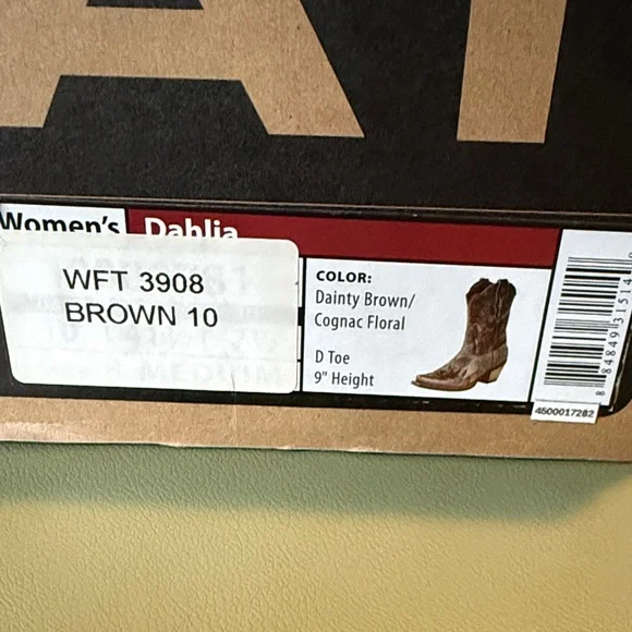 Ariat Rich Brown Leather Square Toe Cowboy Boots 9” height size 10 - Picture 6 of 6